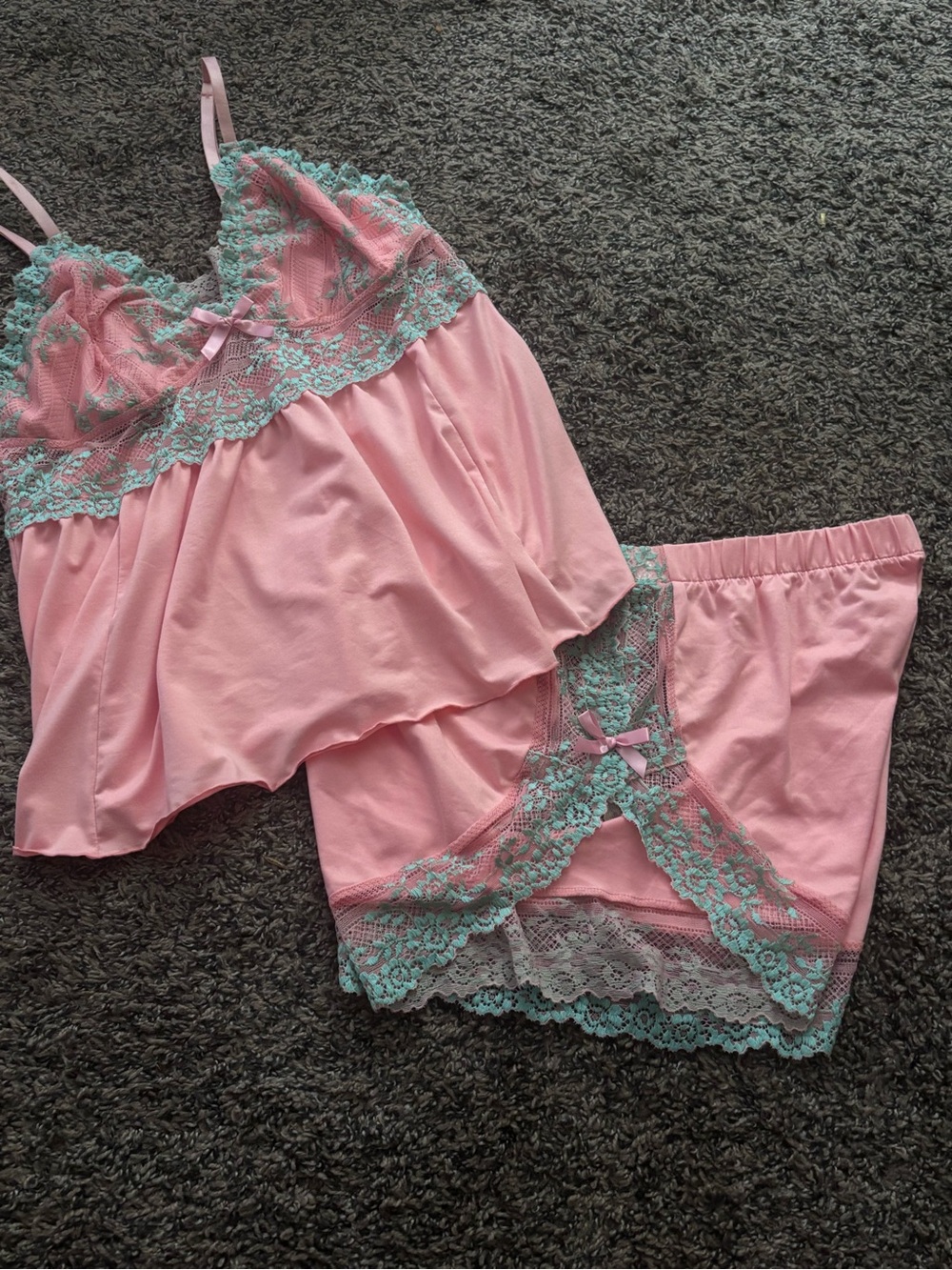 Pink Lace-Trim Camisole and Shorts Sleep Set